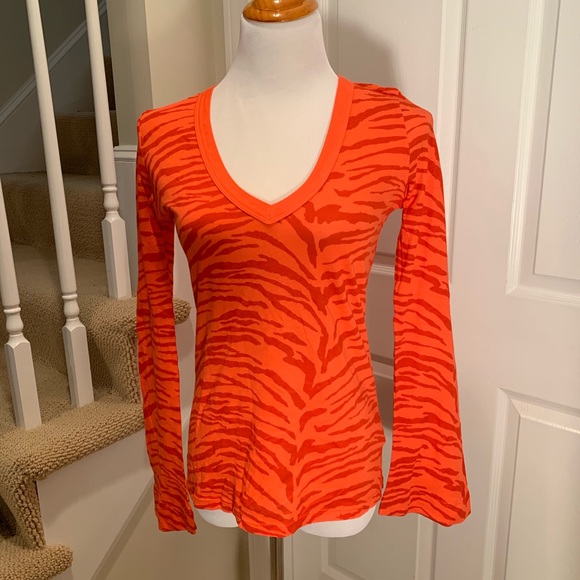 C & C California Tops - Top, t-shirt - NWOT, Cotton C&C California orange zebra print tee, long sleeves